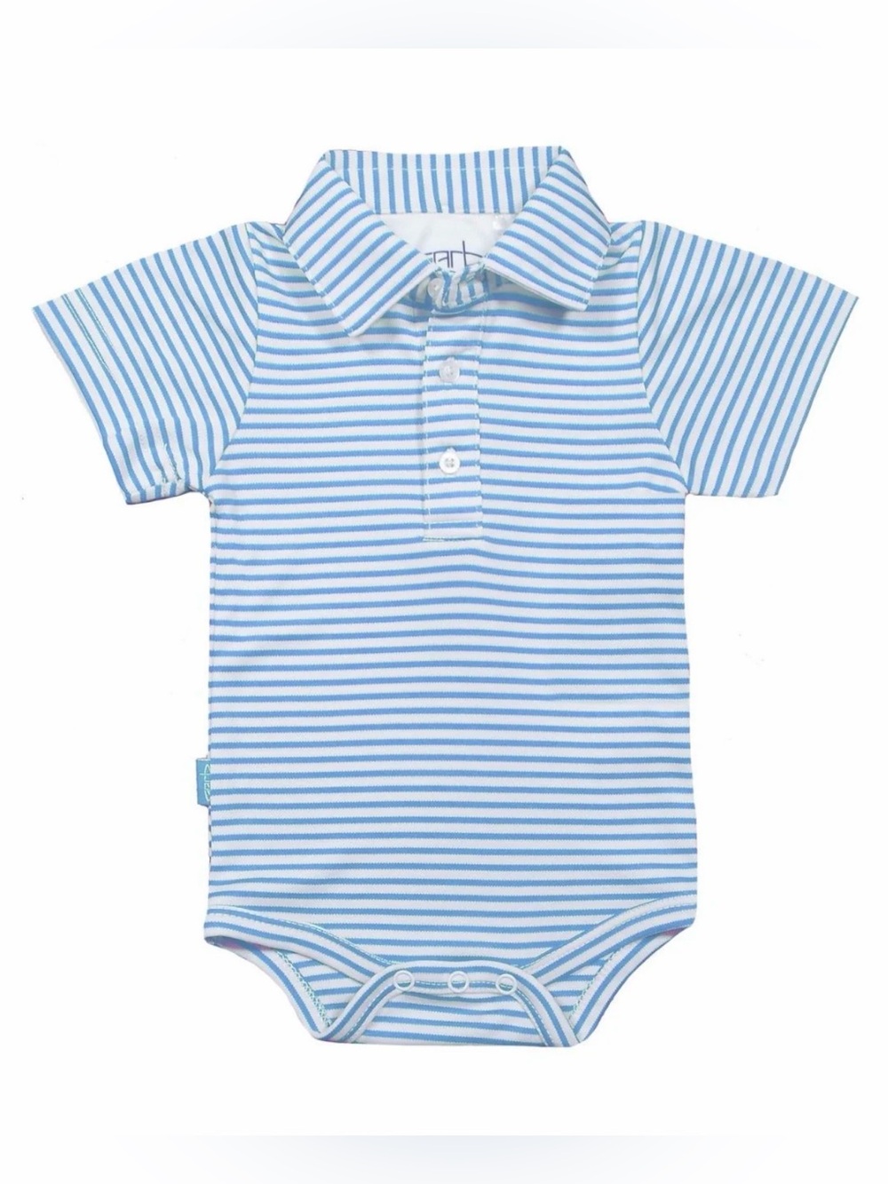 GARB Light Blue Striped Carson Infant Boys Onesie Polo - 6M